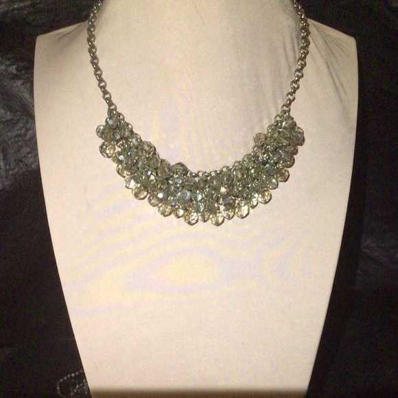 Banana Republic, Silver tone and crystal bib necklace - Picture 2 of 8